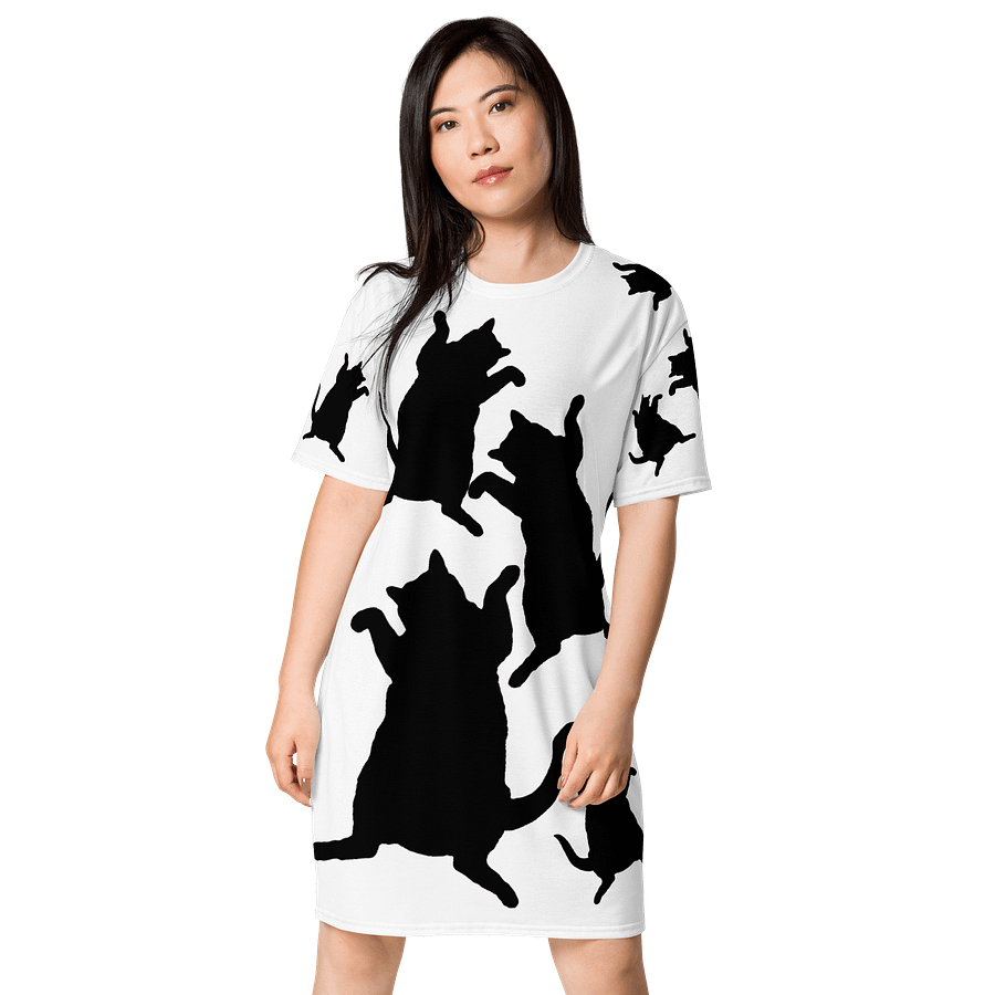 Childless Cat Ladies Run This Country Black and White T-Shirt Dress product image (1)