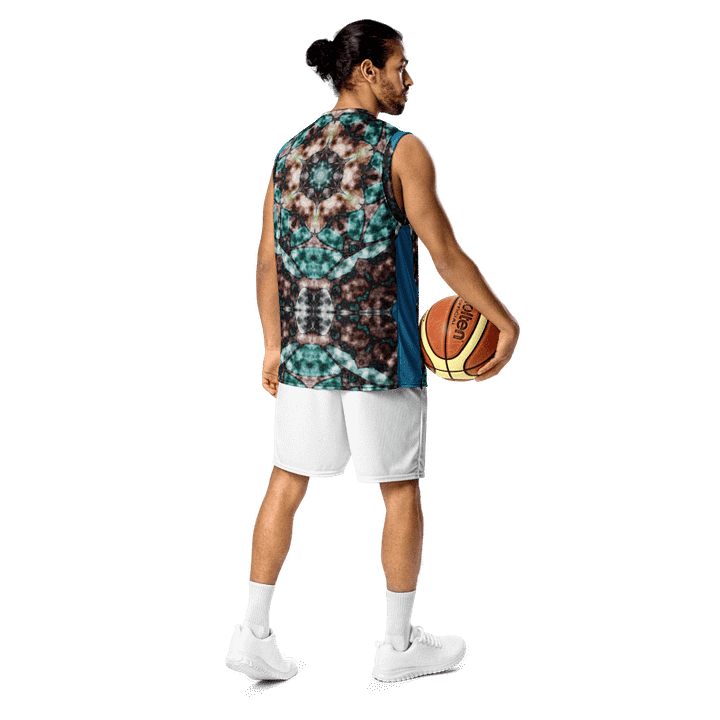 Bohemian 6 Pointed Madala Tuquoise and Brown/ All-Over Print Recycled Unisex Basketball Jersey by Sublicolor product image (1)