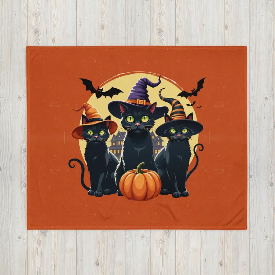Witchy Cats Halloween Throw Blanket product image (4)