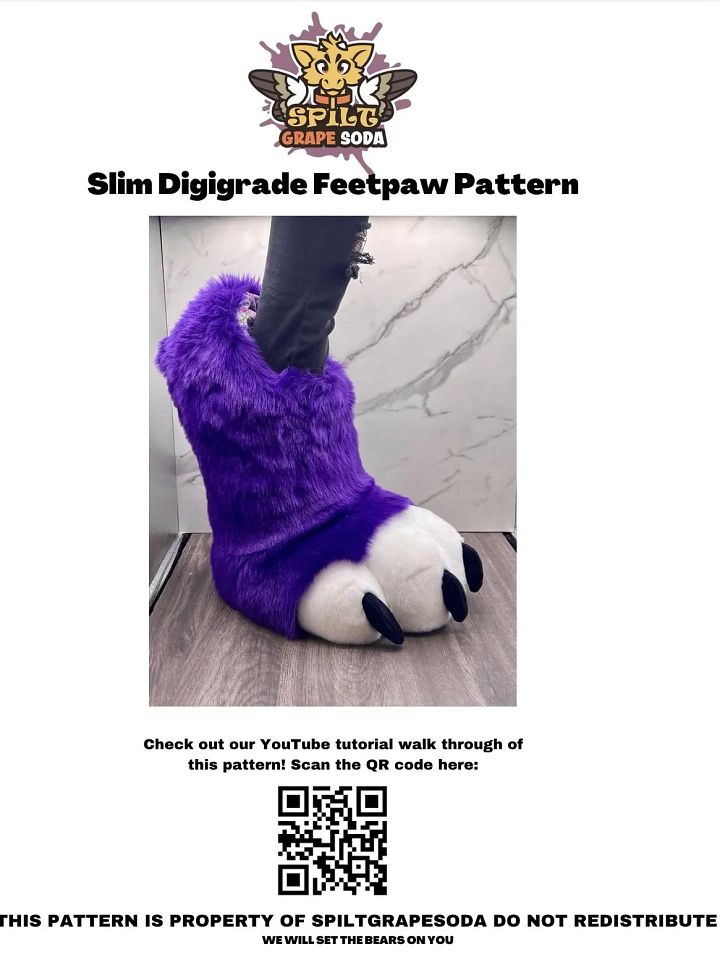 Slim Digigrade Fursuit Feetpaw Indoor and Outdoor Pattern [PDF DOWNLOAD] product image (2)