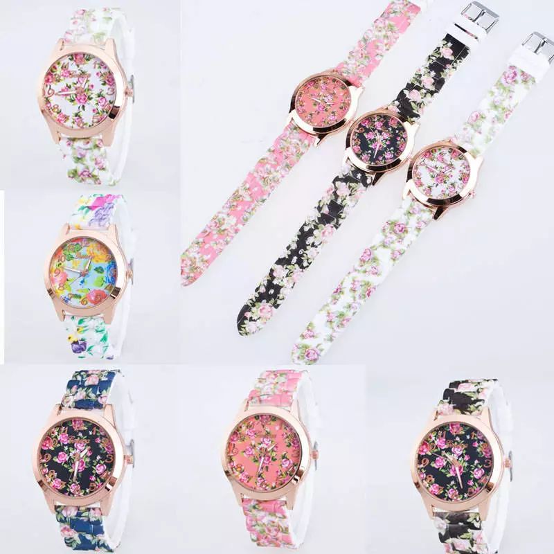 Printed Flowers Fashion Watch Watches Quartz Analog Women Wristwatch Girls product image (1)