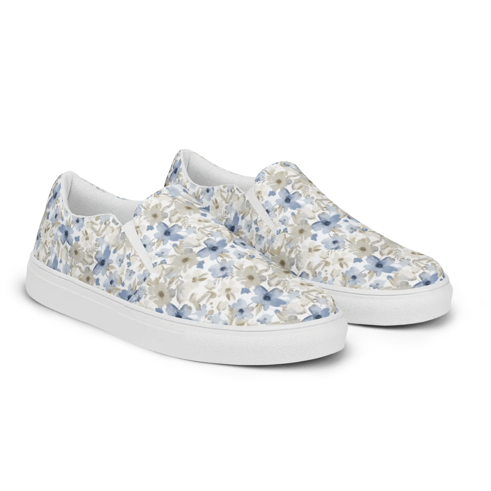 Blue Grey Flowers Canvas Shoes product image (2)