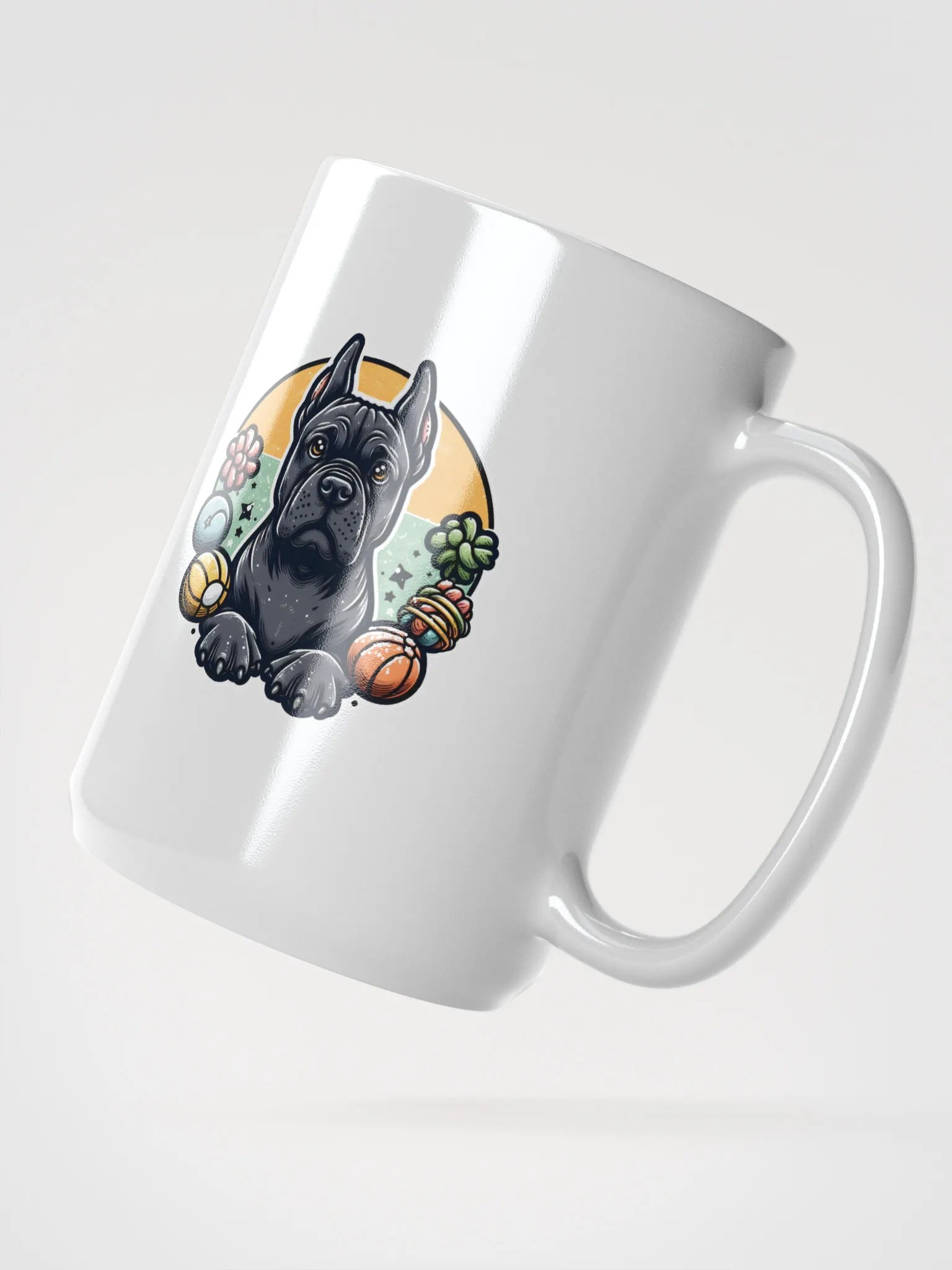 Black Cane Corso with Colorful Balls Mug – Fun Dog Lover Gift product image (2)