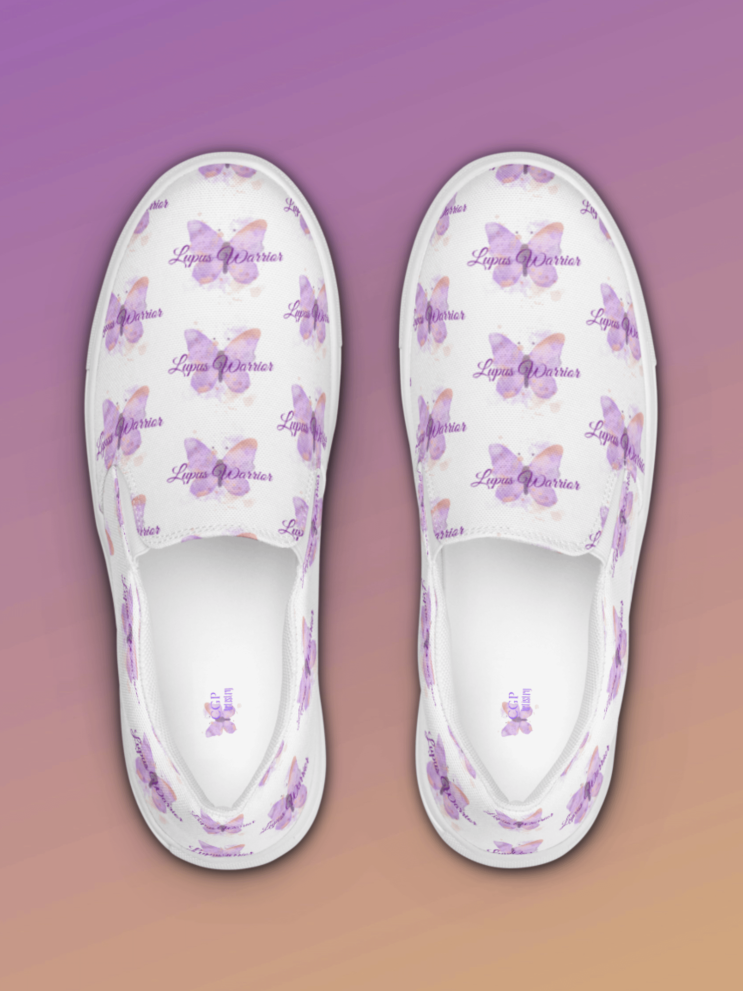Purple Butterfly Lupus Warrior Slip On Canvas product image (4)