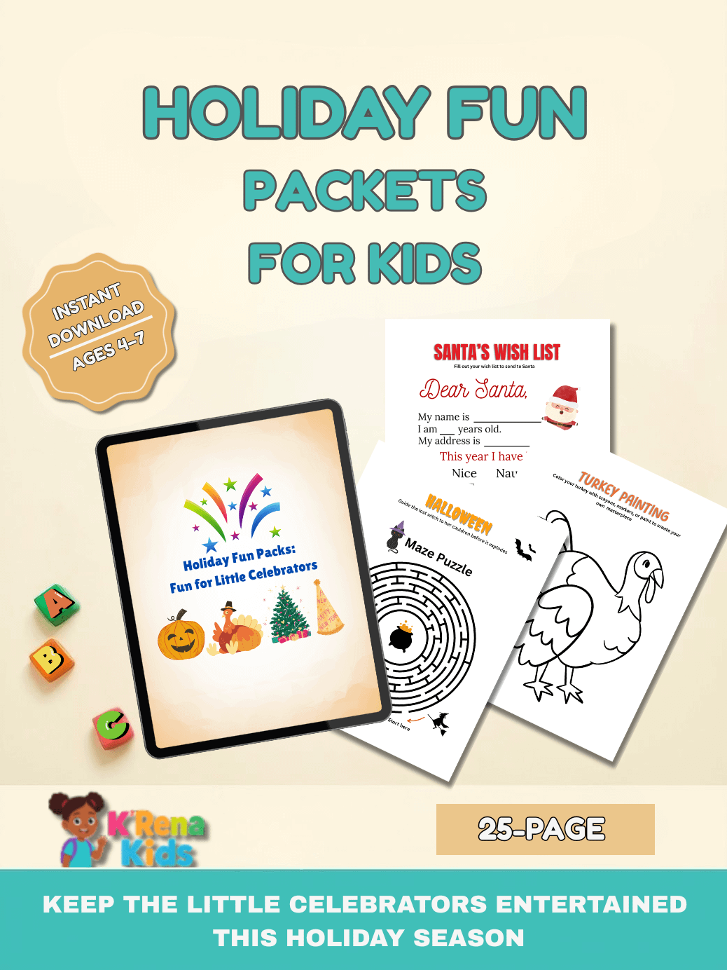 Holiday Fun Packs for Kids | 20 Holiday Activity Sheets product image (1)