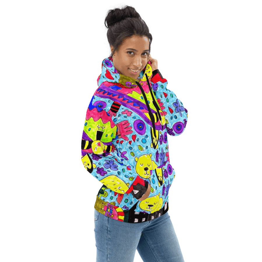 Abstract Vibrant Doodle Characters Unisex All Over Print Hoodie product image (8)
