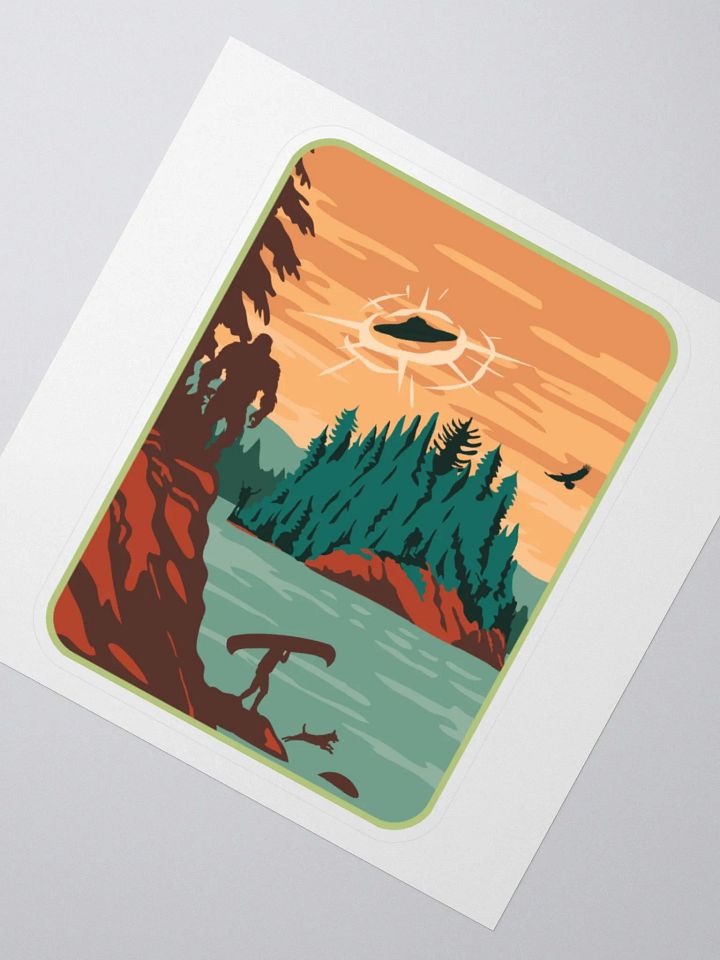 PNW Canoe Bigfoot UFO Kiss Cut Stickers product image (1)