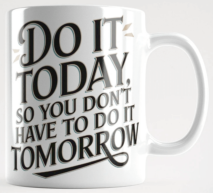 "DO IT TODAY, so you don't HAVE to do it TOMORROW" Motivational High Quality Glossy White Mug product image (7)