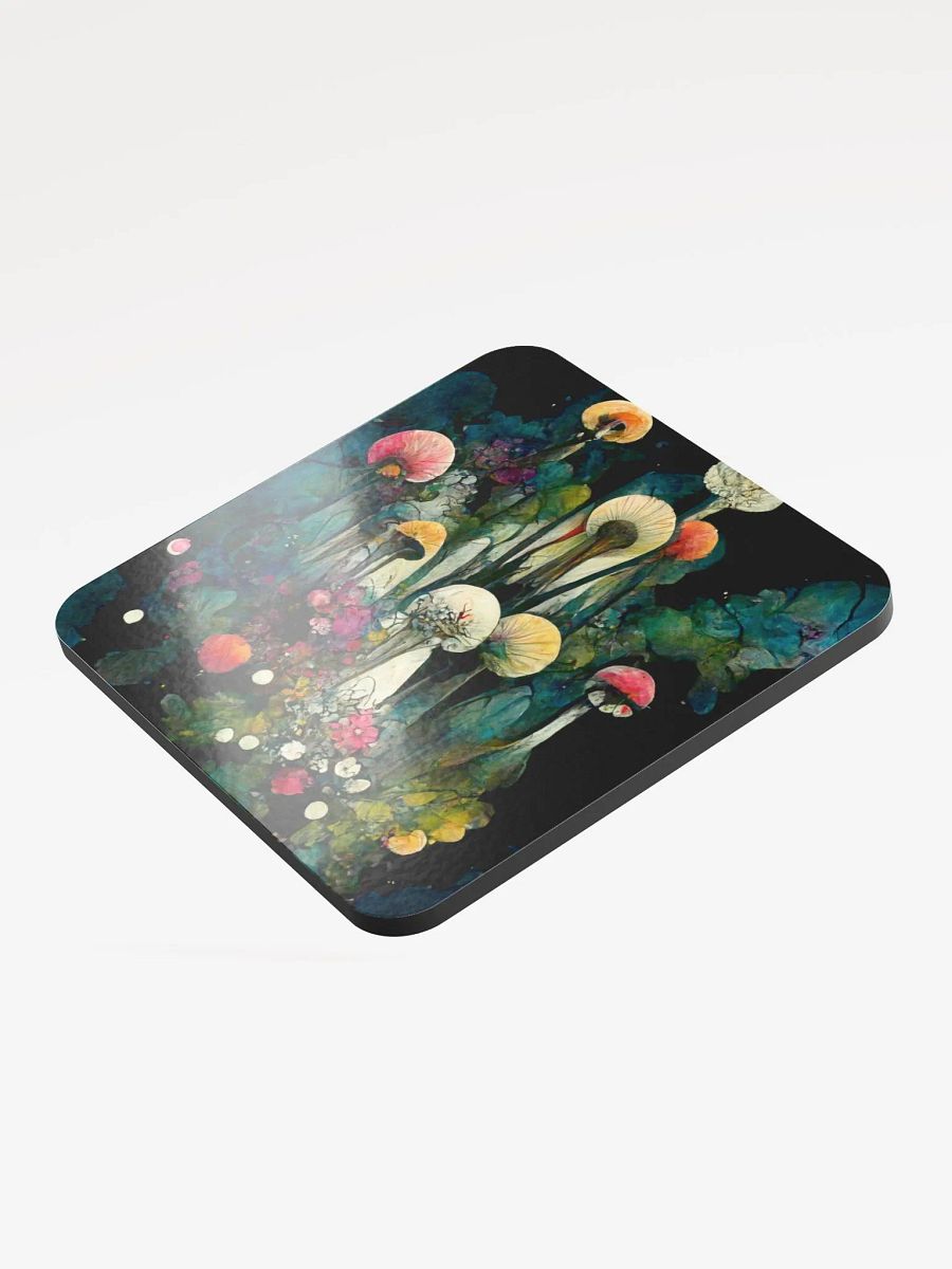 Whimsical Mushroom Garden Glossed Cork Coaster product image (3)