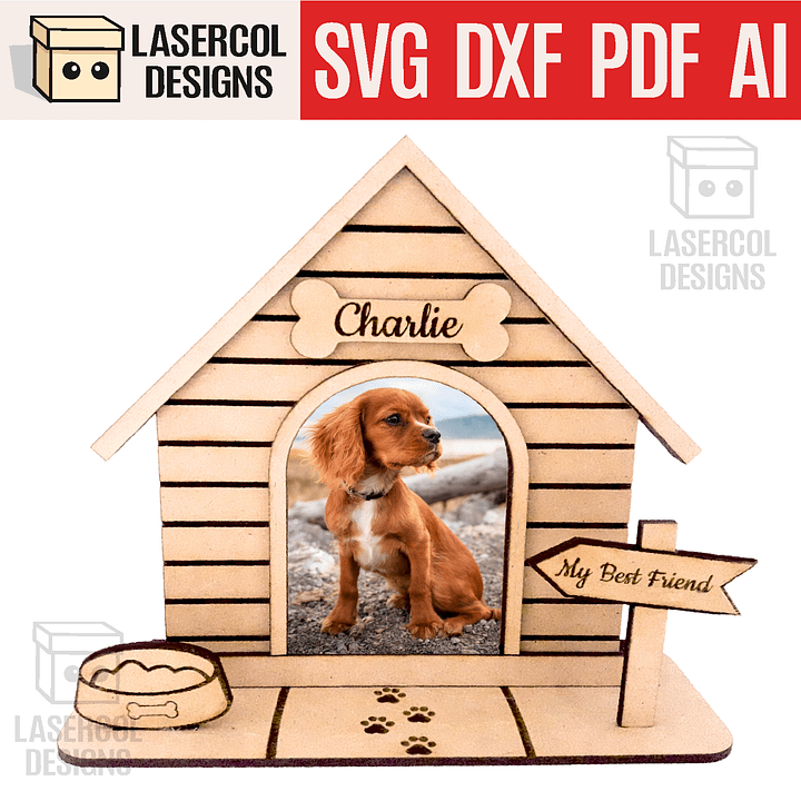 Dog House Photo Frame - Laser Cut Files product image (1)