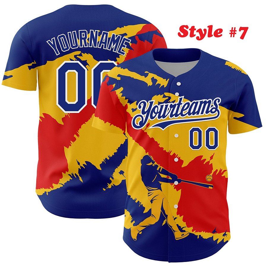 Authentic Baseball Jersey, Custom Baseball Jersey, Personalized Sport Jersey, Colorful, Number, 3D Flag, Country product image (174)
