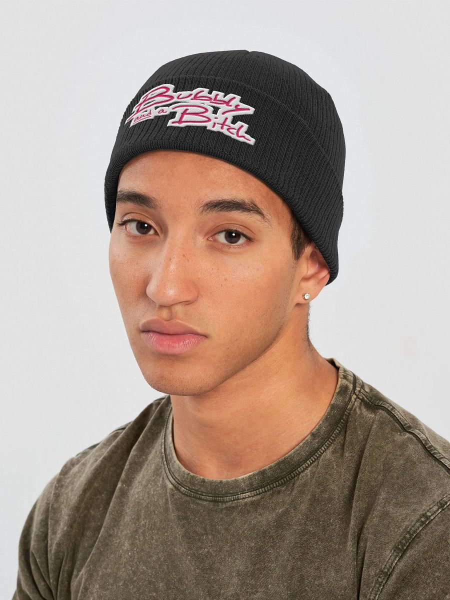 Bubbly and a B*tch (pink bubble design) embroidered organic beanie product image (13)