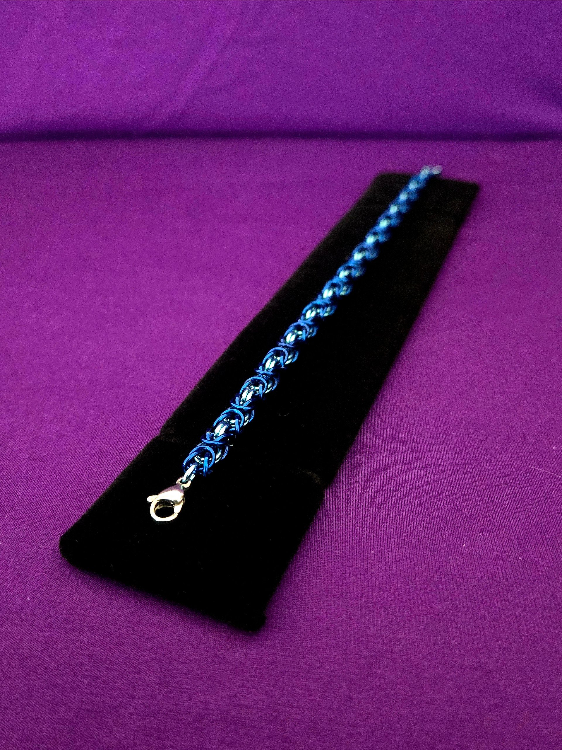 Chainmail Bracelet - Dark Blue and Sky Blue product image (1)