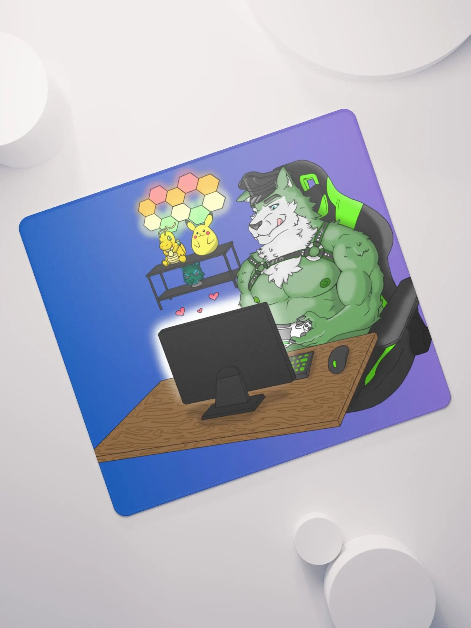 Cozy Wolf Dad Gaming Mouse Pad (Purple / Left) product image (11)