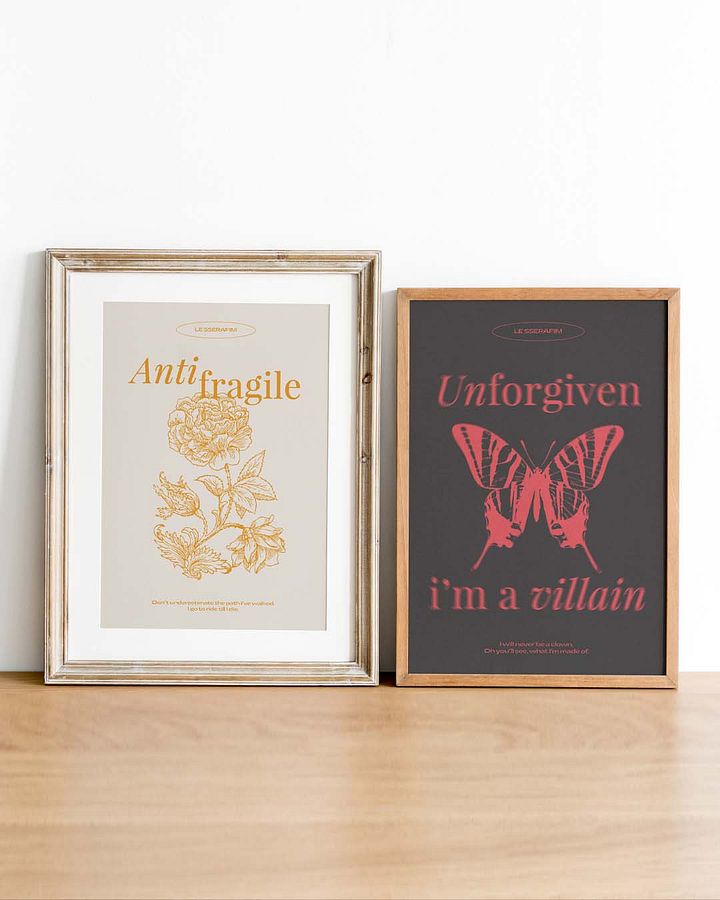 Unforgiven & Antifragile - LE SSERAFIM KPOP Digital Printable Wall Art Poster (A1 SIZE) - Instant Download product image (1)