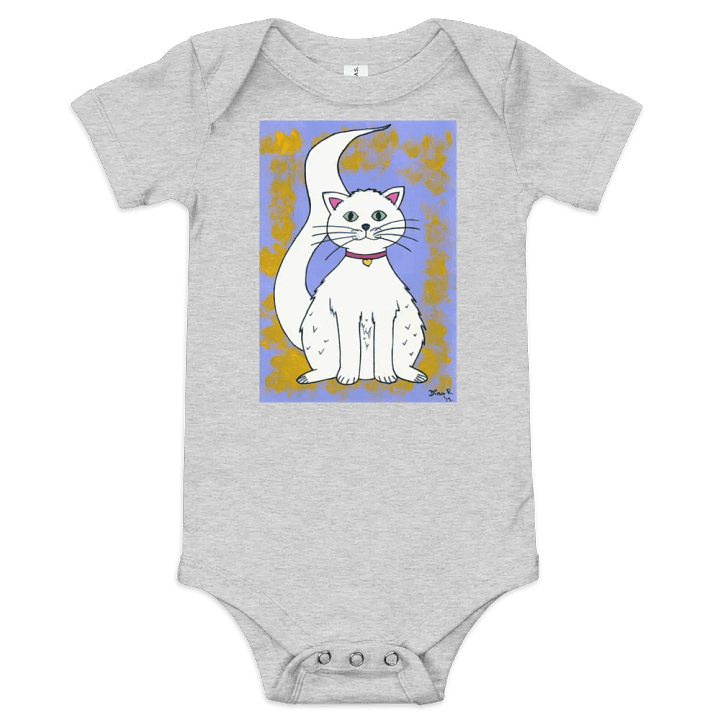 Cat - (art by Dina R.) - acrylic painting picture - Baby Short Sleeve One Piece product image (1)