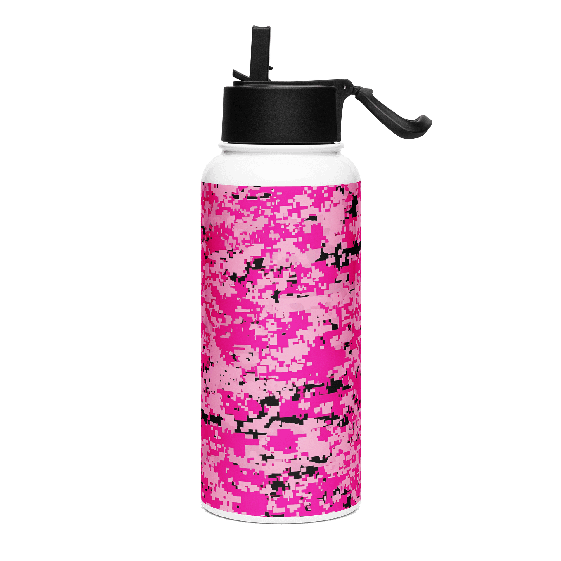 Pink Pixel Camo Stainless Steel Water Bottle product image (3)