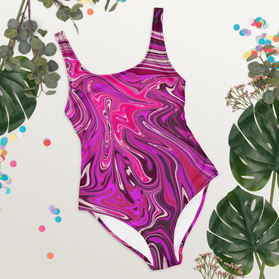 Swim Suit - Pink and Purple Digital Fluid Art product image (7)