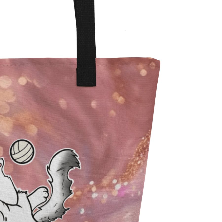 Pink Glitter All-Over Print Large Tote Bag w/ Pocket : Luigi & Ariel Logo product image (9)
