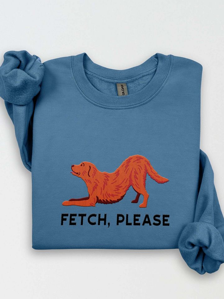 Fetch Please Sweatshirt (Embroidered) of a Golden Retriever(Red) product image (1)