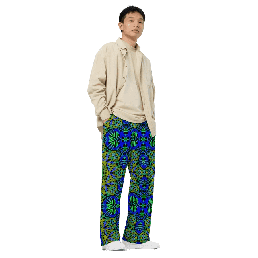 Blue Green Celtic Kaleidoscope Wideleg Pants product image (3)