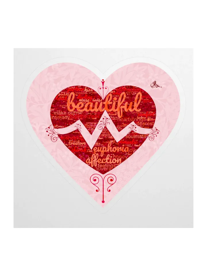 Romantic Word Collage Kiss Cut Sticker product image (1)