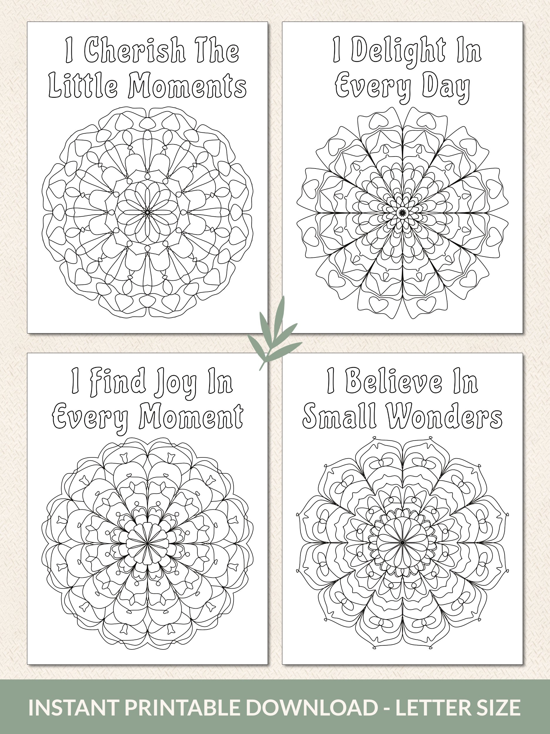 Affirmation And Mandala Coloring Pages – Printable Set of 12 product image (2)
