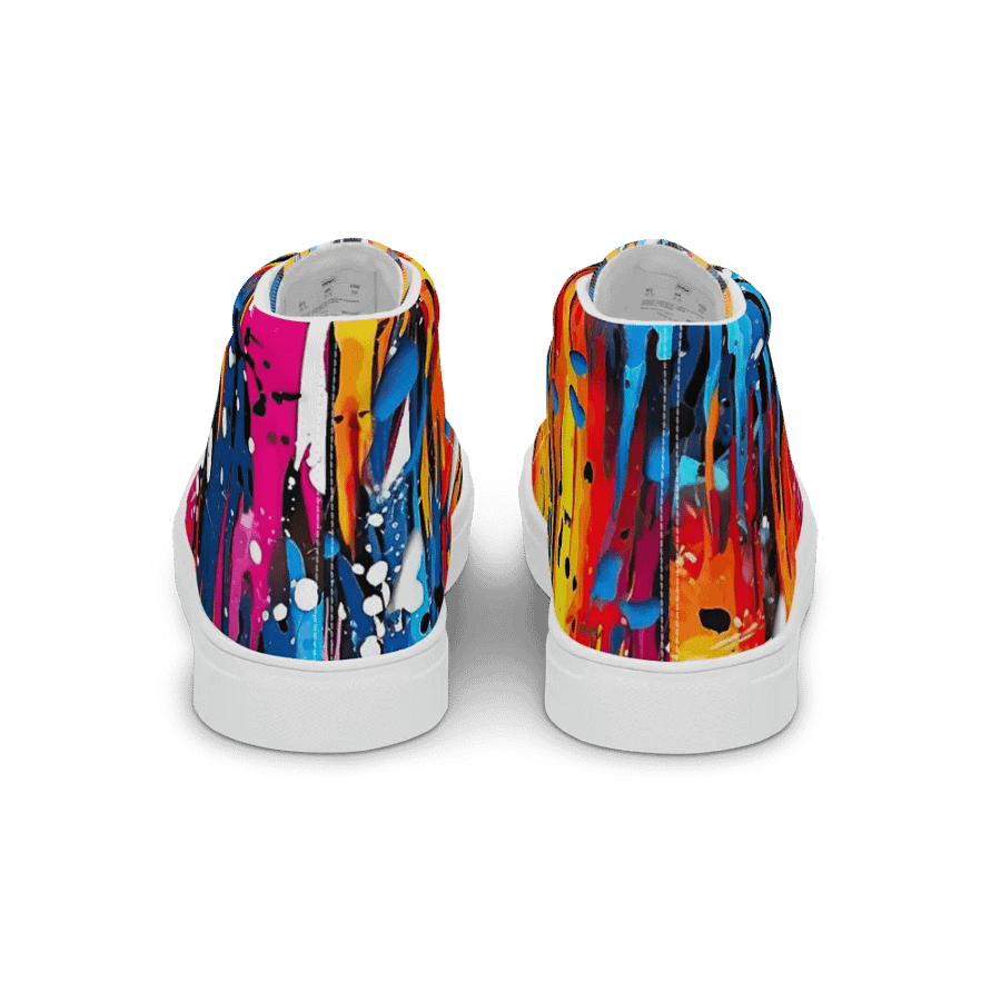 Custom Design Womans High Top Sneakers _ Calceonova Streetwear _ Abstract Graffiti Art Mountain Blizzard _ Vibrant Colored Sneakers product image (6)