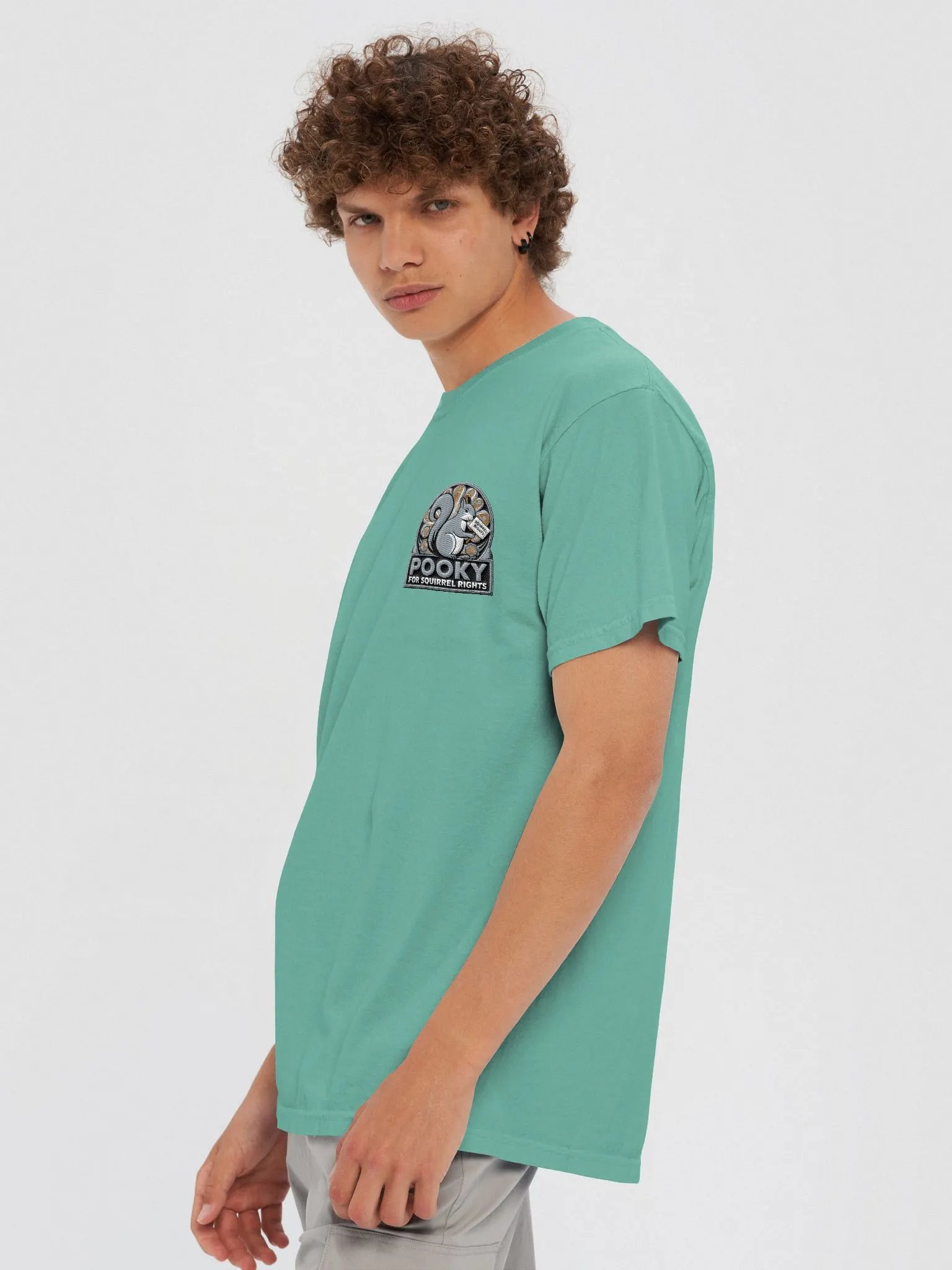 Embroidered Super Soft Traditional Fit Tee: Pooky For Squirrel Rights Arch product image (6)