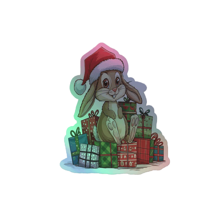 Santa Bunny Kiss-Cut Holographic Sticker Sheet product image (2)