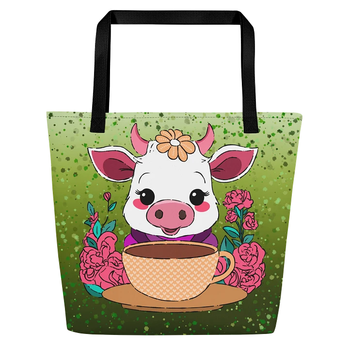 Coffee Break Cow Large Tote Bag with Pocket product image (2)