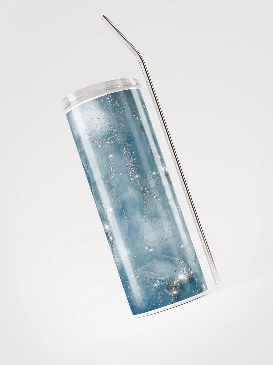 Blue and Silver Stainless Steel Tumbler | Eco-Friendly 20oz with Reusable Straw product image (3)