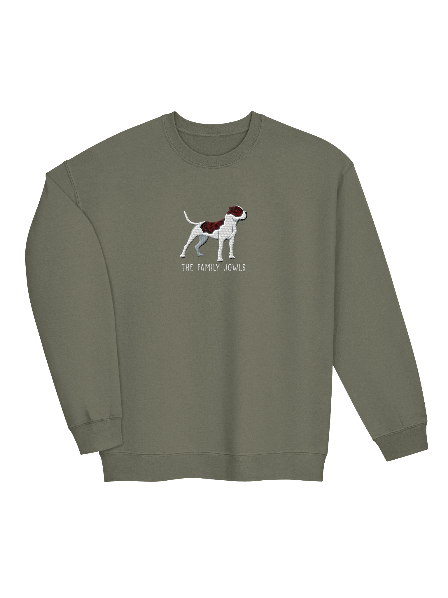 The Family Jowls Sweatshirt (Embroidered) of an American Bulldog(Brindle & White) product image (15)