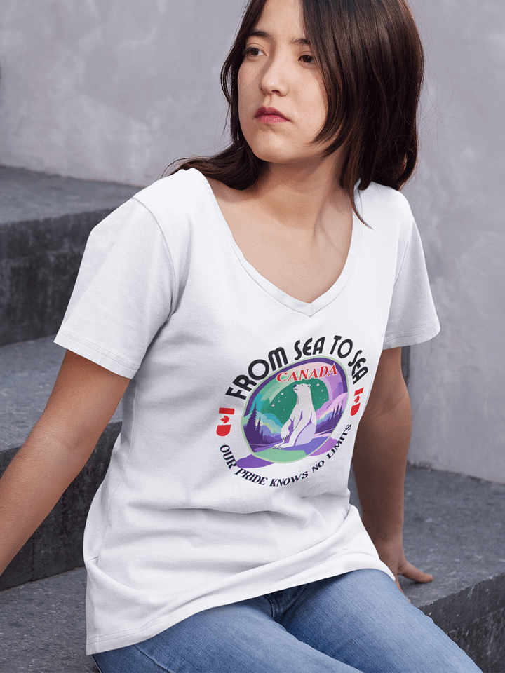Northern Lights Pride Women's V-Neck Tee product image (7)