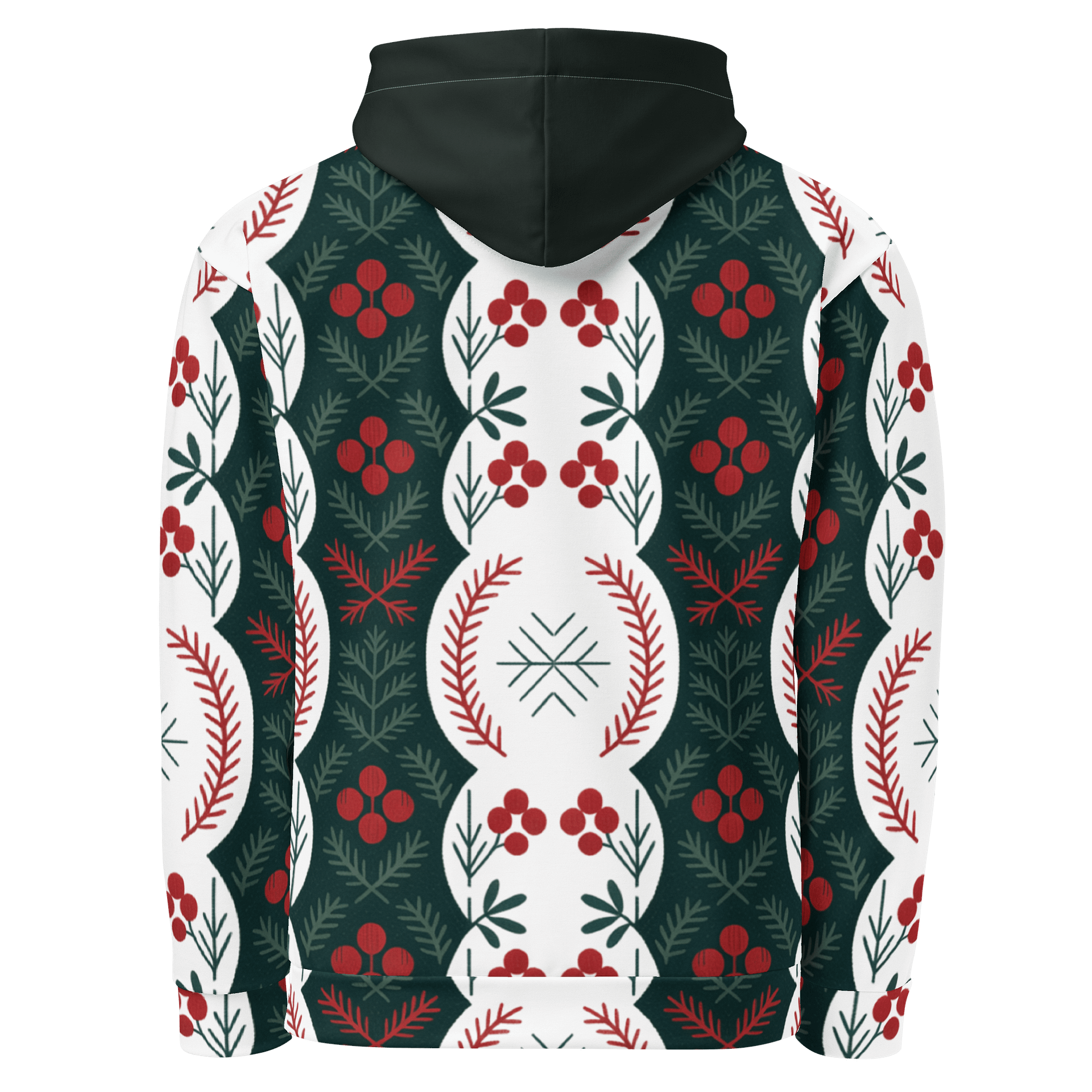 Festive Folk Art Hoodie – Holly & Pine Edition white product image (5)