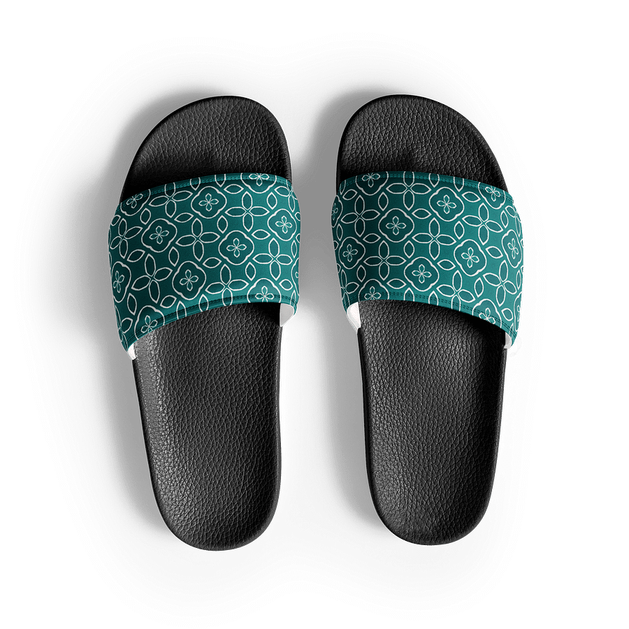 Teal Floral Geometric Women's Slides product image (3)