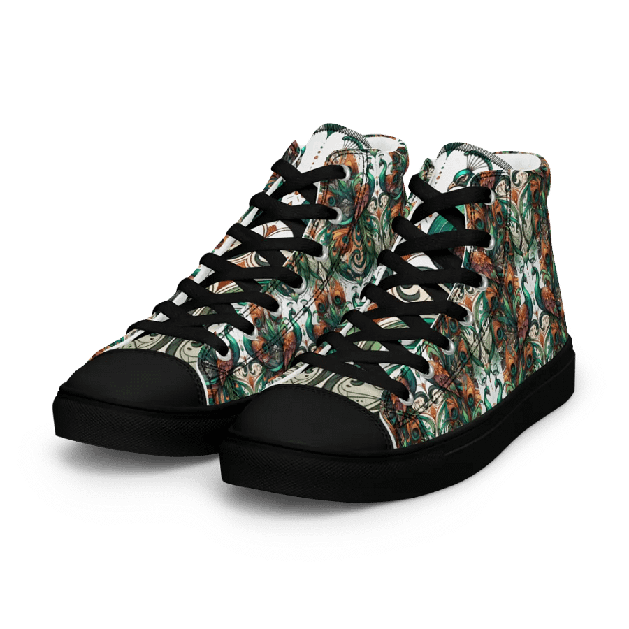 Peacock Feathers Women's High Top Canvas Shoes product image (9)