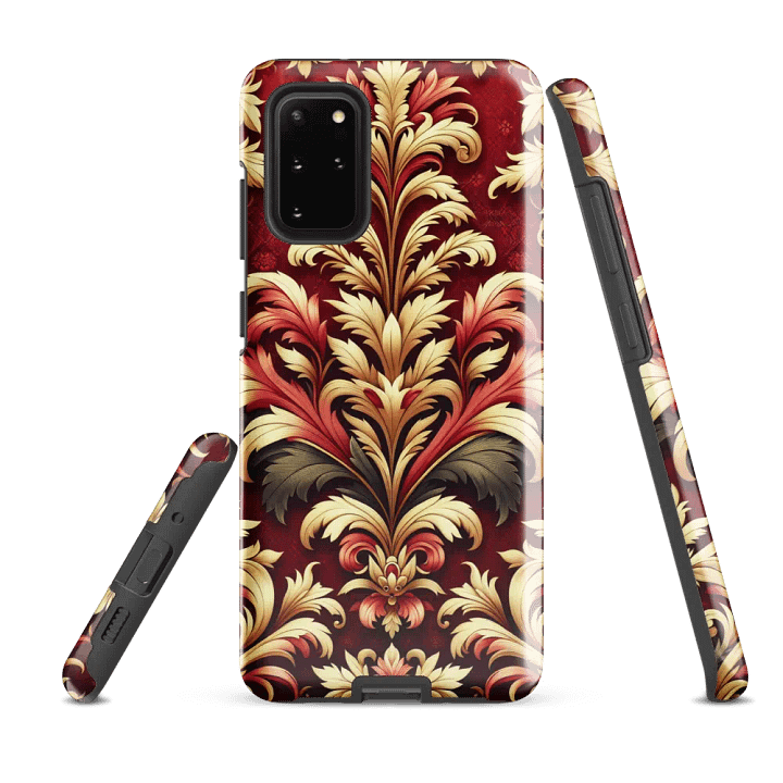 Tough Phone Case for Samsung® - Red Gold and Brown Rococo Damask Floral Pattern product image (2)