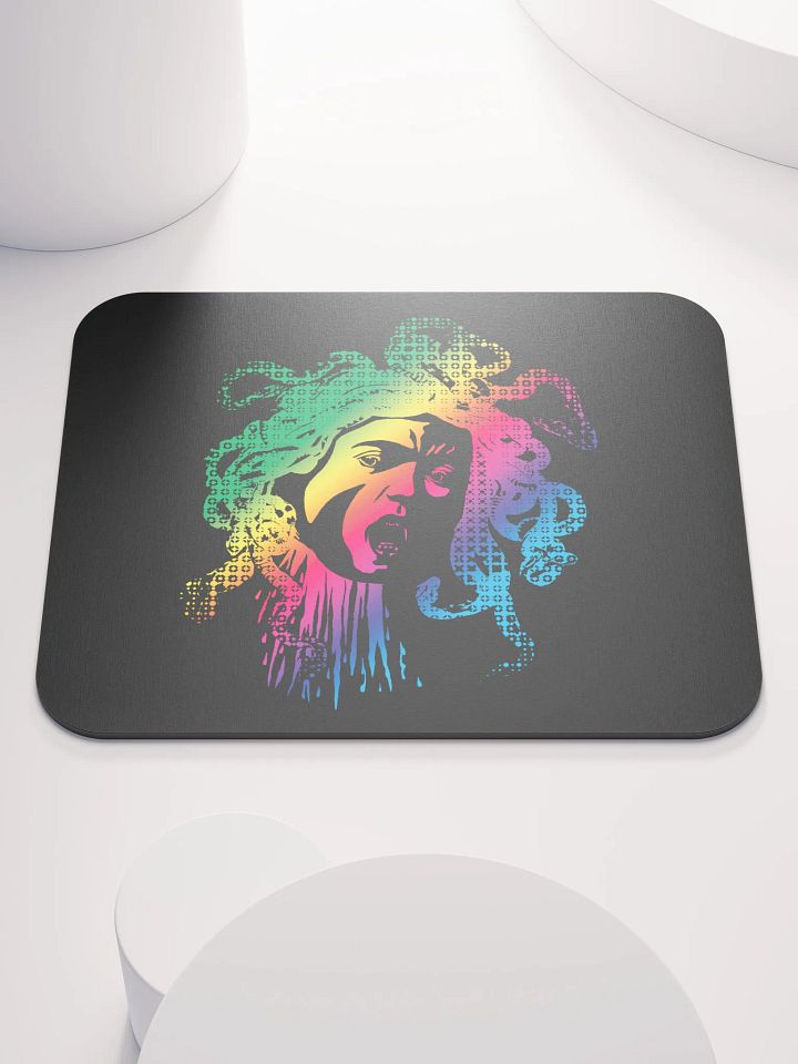 Rainbow Halftone Medusa on Dark - Mouse pad product image (1)