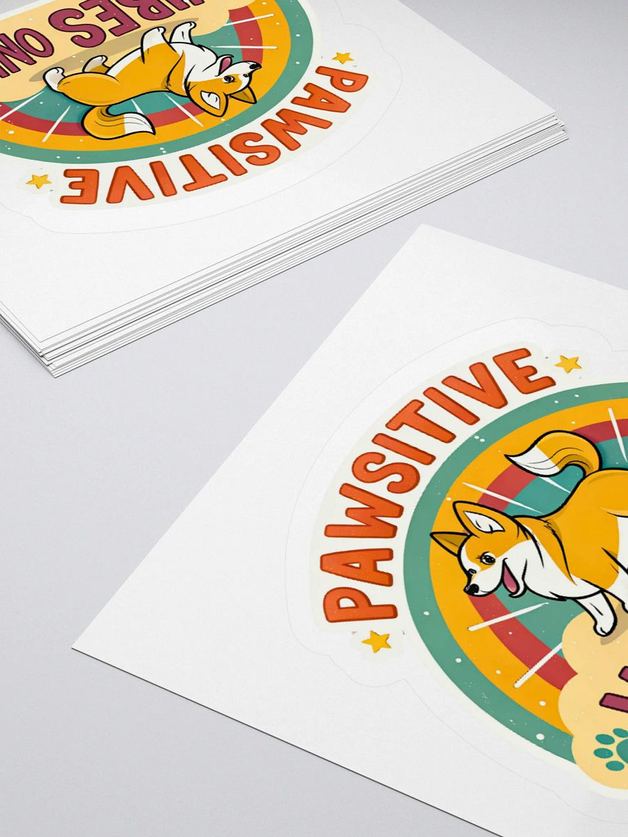 Pawsitive Vibes Corgi Kiss Cut Stickers product image (12)