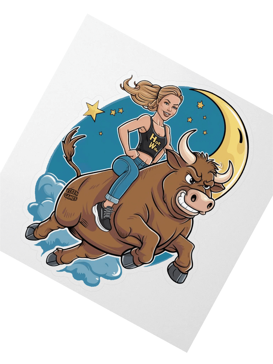 Fly Me To The Moon Hotwife On A Bull Vinyl Sticker product image (4)