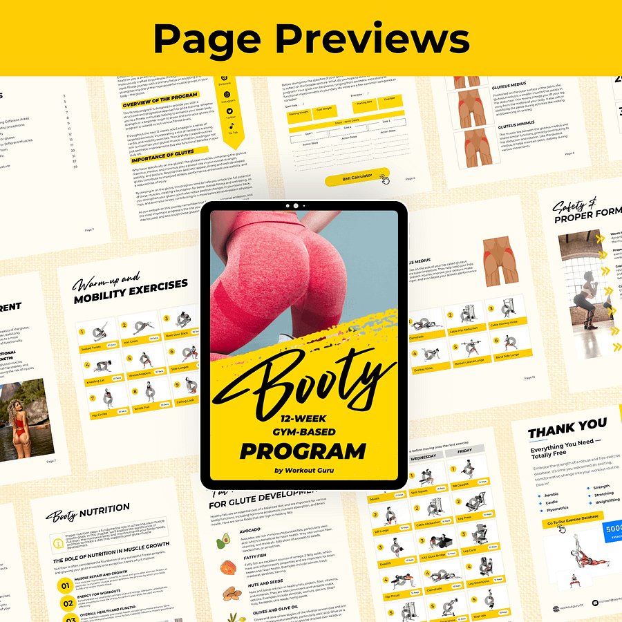 12 Week Gym Booty Workout Plan / Fitness eBook/ Glute Building Workout Plan / Glute Training Program product image (4)