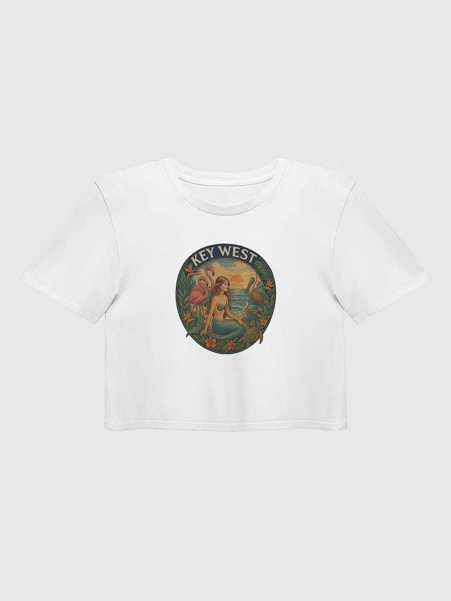 Key West Tropical Ladies Crop Top with Mermaid, Birds, and Turtle product image (2)