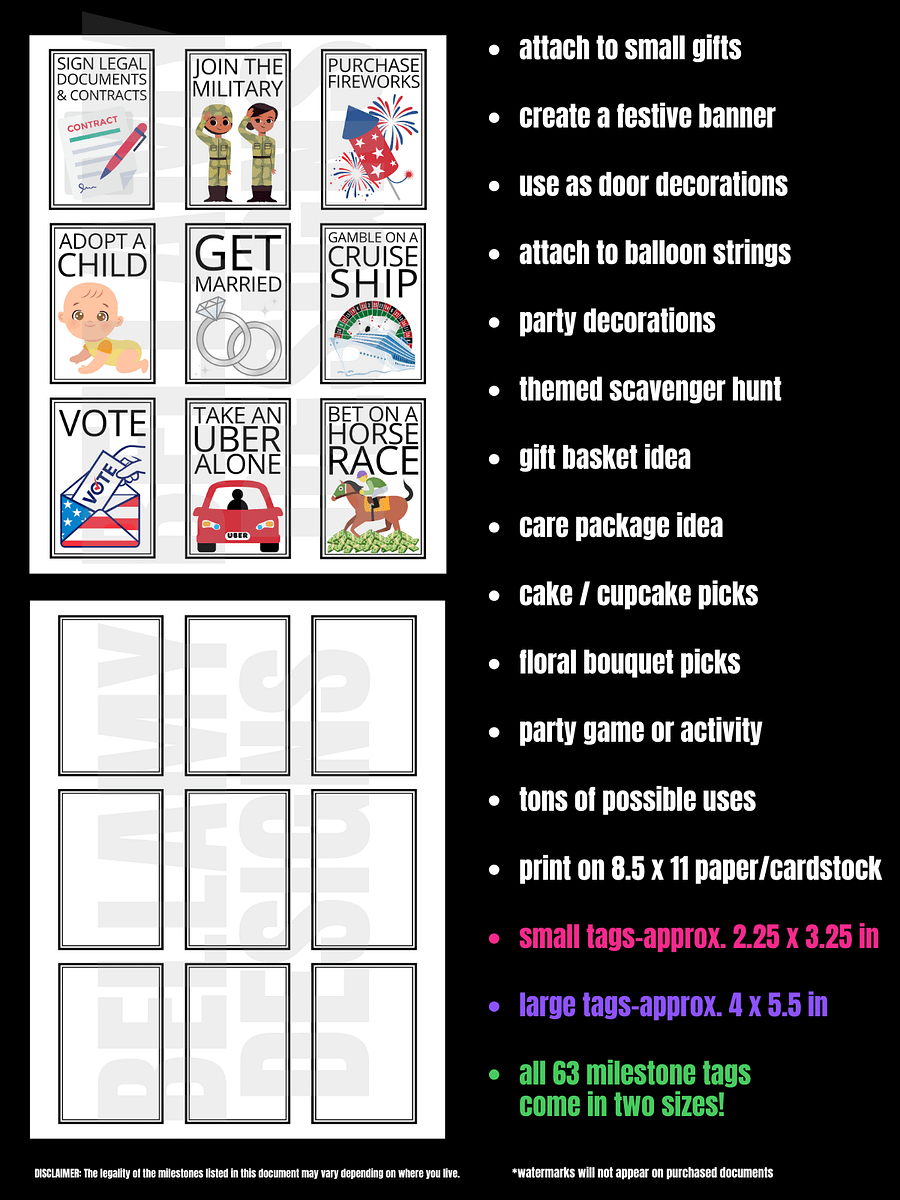 18th Birthday Gift Tags Things You Can Do When You're 18 product image (7)