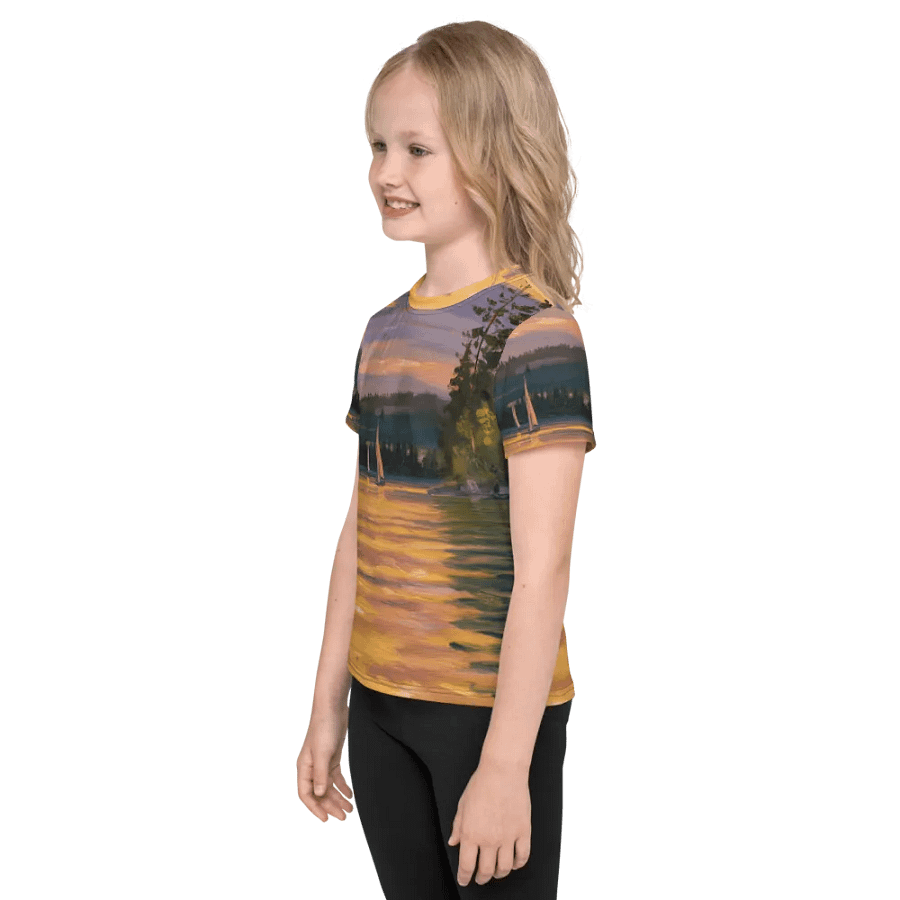 Sunset Lake Sailing, Unisex Kids Crew Neck T-shirt product image (4)
