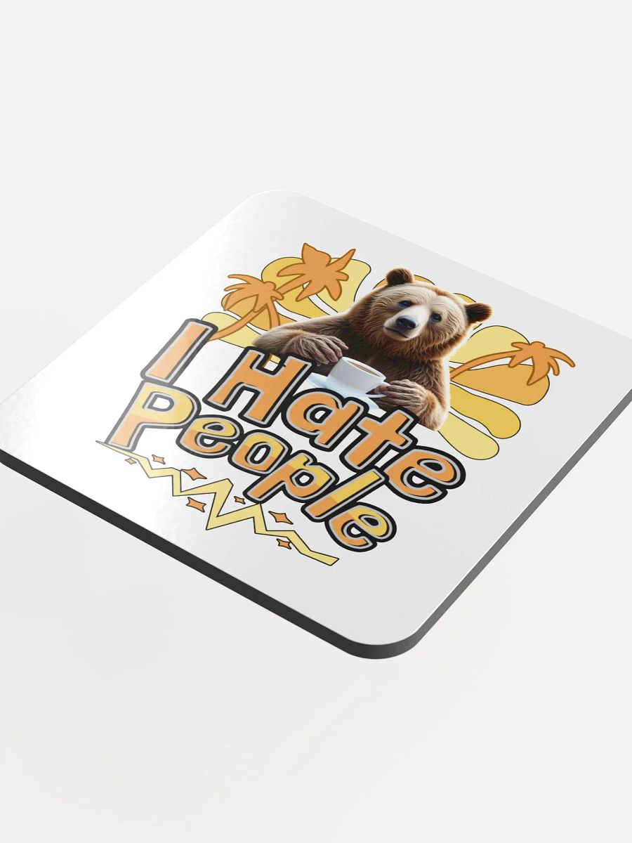 I Hate People Bear Sassy Glossed Cork Coaster product image (4)