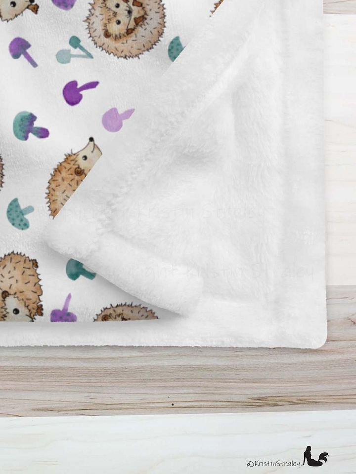 Hedgehogs & Mushrooms Fleece Throw Blanket product image (2)