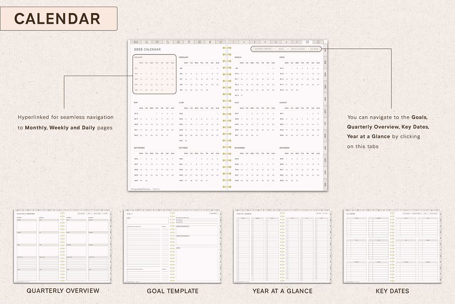 All-in-One 2025 Business Planner | Goodnotes Digital Planner | iPad Daily Journal for Weekly, Monthly, & Yearly Planning | Digital Calendar product image (3)
