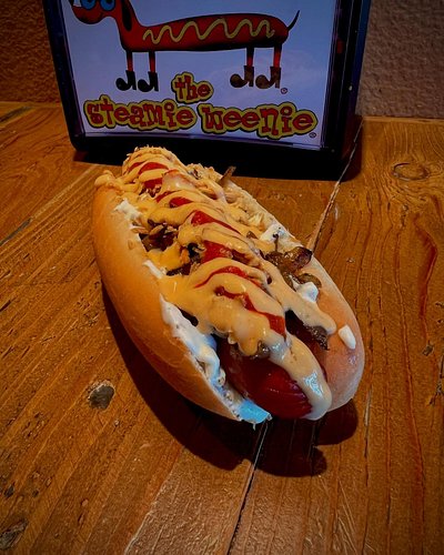 The Yum Yum Dog is here!  Beef dog with cream cheese, caramelized onions, fried shallots, sriracha, and yum yum sauce!