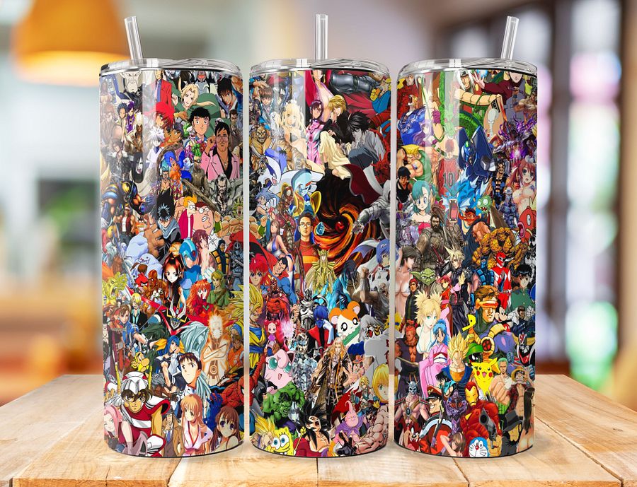 90s & Early 2000s Anime Legends 20 oz Stainless Steel Tumbler – Nostalgic Icons Design product image (1)